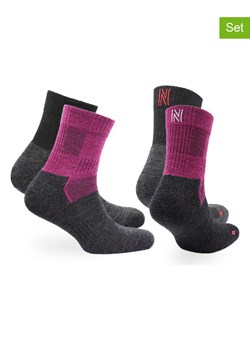 Norfolk Skarpety trekkingowe (2 pary) "Leonardo" w kolorze czarno-różowym ze sklepu Limango Polska w kategorii Skarpetki męskie - zdjęcie 166090935