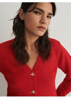 Reserved - Kardigan z ozdobnymi guzikami - czerwony ze sklepu Reserved w kategorii Swetry damskie - zdjęcie 166091729
