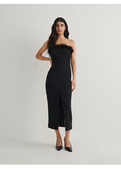 Reserved - Sukienka z ozdobnymi piórami - czarny ze sklepu Reserved w kategorii Sukienki - zdjęcie 166091885