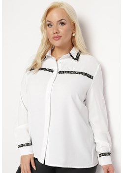 Biała Koszula Oversize z Koronką Alleio ze sklepu Born2be Odzież w kategorii Koszule damskie - zdjęcie 166092096