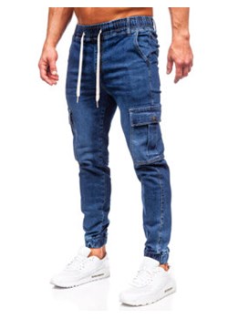 Granatowe spodnie jeansowe joggery bojówki męskie Denley 8117 ze sklepu Denley w kategorii Jeansy męskie - zdjęcie 166112475