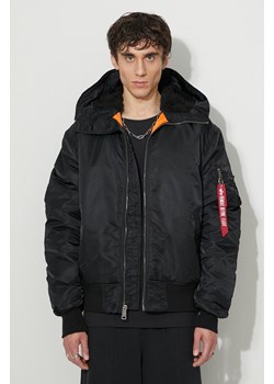 Alpha Industries kurtka MA-1 Hooded męska kolor czarny przejściowa 158104.03 ze sklepu ANSWEAR.com w kategorii Kurtki męskie - zdjęcie 166113815