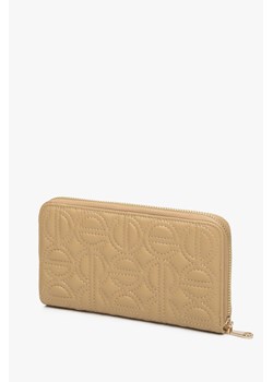 Estro: Duży beżowy portfel damski zasuwany ze skóry naturalnej ze sklepu Estro w kategorii Portfele damskie - zdjęcie 166116425