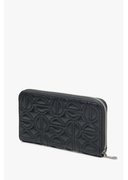 Estro: Duży czarny portfel damski zasuwany ze skóry naturalnej ze sklepu Estro w kategorii Portfele damskie - zdjęcie 166116449