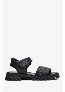 Estro: Czarne sandały damskie na platformie na rzep ze sklepu Estro w kategorii Sandały damskie - zdjęcie 166117137