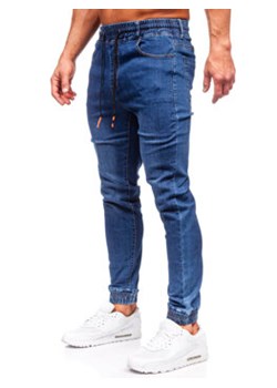 Granatowe spodnie jeansowe joggery męskie Denley 8121 ze sklepu Denley w kategorii Jeansy męskie - zdjęcie 166123049