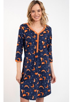 Koszula nocna damska z rękawem 3/4 Wasilla, Kolor granatowo-pomarańczowy, Rozmiar S, Italian Fashion ze sklepu Intymna w kategorii Koszule nocne - zdjęcie 166139205