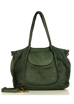 MARCO MAZZINI Torebka skórzana shopper bag ispirato dalla natura zieleń militare ze sklepu Verostilo w kategorii Torby Shopper bag - zdjęcie 166140236
