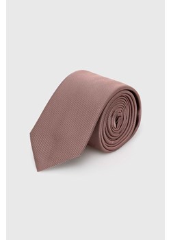 HUGO krawat jedwabny kolor beżowy ze sklepu ANSWEAR.com w kategorii Krawaty - zdjęcie 166141499