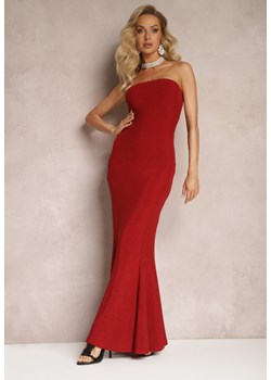 Czerwona Połyskująca Sukienka Maxi Bez Ramiączek Rozkloszowanym Dołem Botalia ze sklepu Renee odzież w kategorii Sukienki - zdjęcie 166145635
