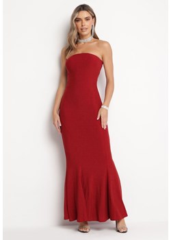 Czerwona Sukienka Maxi Bez Ramiączek Zdobiona Metaliczną Nicią Bergena ze sklepu Born2be Odzież w kategorii Sukienki - zdjęcie 166145998