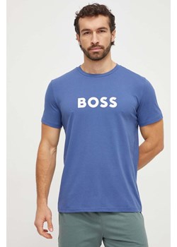 BOSS t-shirt bawełniany męski kolor niebieski z nadrukiem ze sklepu ANSWEAR.com w kategorii T-shirty męskie - zdjęcie 166152077
