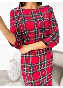 Czerwona Sukienka w Kratę ze sklepu ModnaKiecka.pl w kategorii Sukienki - zdjęcie 166155717