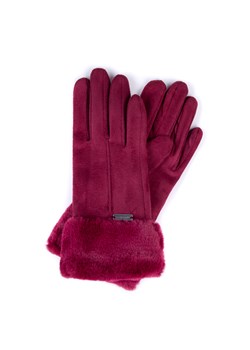 Damskie rękawiczki ze sztucznym futerkiem bordowe ze sklepu WITTCHEN w kategorii Rękawiczki damskie - zdjęcie 166157636