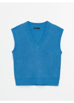 Swetrowa kamizelka z dekoltem w serek niebieska ze sklepu House w kategorii Kamizelki damskie - zdjęcie 166164085