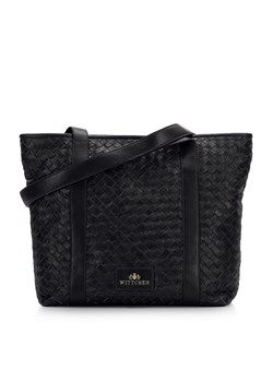 Torebka shopperka ze skórzanej plecionki czarna ze sklepu WITTCHEN w kategorii Torby Shopper bag - zdjęcie 166164997