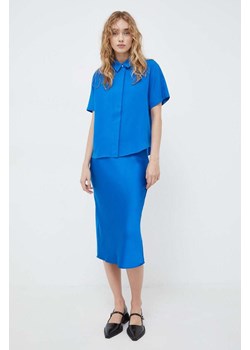 Samsoe Samsoe spódnica AGNETA kolor niebieski midi prosta F22300195 ze sklepu ANSWEAR.com w kategorii Spódnice - zdjęcie 166173667