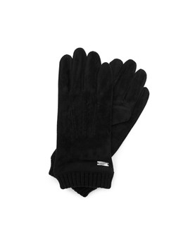 Męskie rękawiczki z ukośnym przeszyciem i ściągaczem czarne ze sklepu WITTCHEN w kategorii Rękawiczki damskie - zdjęcie 166179228
