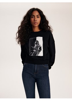 Reserved - Bawełniana bluza z nadrukiem - czarny ze sklepu Reserved w kategorii Bluzy damskie - zdjęcie 166179847