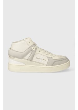 Calvin Klein Jeans sneakersy skórzane BASKET CUPSOLE HIGH MIX ML FAD kolor beżowy YW0YW01300 ze sklepu ANSWEAR.com w kategorii Buty sportowe damskie - zdjęcie 166184076