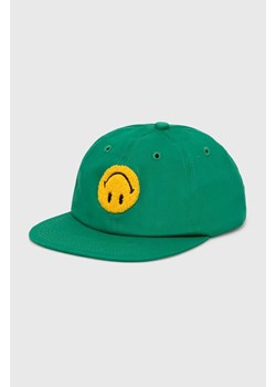 Market czapka z daszkiem bawełniana x Smiley kolor zielony z aplikacją ze sklepu PRM w kategorii Czapki z daszkiem męskie - zdjęcie 166191468