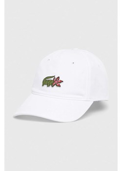 Lacoste czapka bawełniana x Netflix kolor biały z aplikacją RK7743-VIQ ze sklepu PRM w kategorii Czapki z daszkiem damskie - zdjęcie 166191489