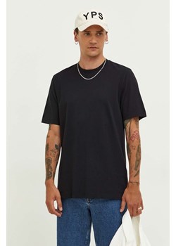 Samsoe Samsoe t-shirt bawełniany kolor czarny gładki ze sklepu PRM w kategorii T-shirty męskie - zdjęcie 166191545