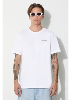 Columbia t-shirt bawełniany North Cascades kolor biały z nadrukiem 1834041 ze sklepu PRM w kategorii T-shirty męskie - zdjęcie 166191556