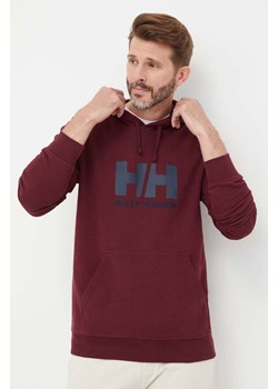 Helly Hansen bluza bawełniana HH LOGO HOODIE męska kolor bordowy z kapturem z aplikacją 33977 ze sklepu PRM w kategorii Bluzy męskie - zdjęcie 166191698