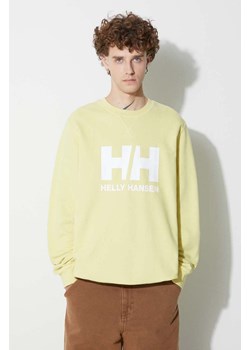 Helly Hansen bluza bawełniana męska kolor żółty z nadrukiem 34000-597 ze sklepu PRM w kategorii Bluzy męskie - zdjęcie 166191958
