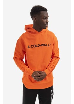 A-COLD-WALL* bluza bawełniana Essential Logo Hoodie męska kolor pomarańczowy z kapturem z nadrukiem ACWMW083.-LIGHTORANG ze sklepu PRM w kategorii Bluzy męskie - zdjęcie 166192198