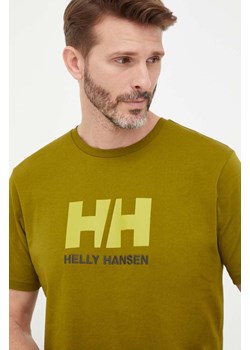 Helly Hansen t-shirt HH LOGO T-SHIRT męski kolor zielony z aplikacją 33979 ze sklepu PRM w kategorii T-shirty męskie - zdjęcie 166192269