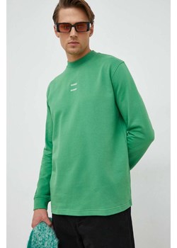 Samsoe Samsoe bluza bawełniana męska kolor zielony gładka ze sklepu PRM w kategorii Bluzy męskie - zdjęcie 166192449