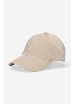 Wood Wood czapka z daszkiem sztruksowa Low profile corduroy cap kolor beżowy gładka 12130810.9016 ze sklepu PRM w kategorii Czapki z daszkiem damskie - zdjęcie 166192486