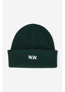 Wood Wood czapka wełniana Mande kolor zielony wełniana 12230811.9969-DARKBURGUN ze sklepu PRM w kategorii Czapki zimowe damskie - zdjęcie 166192939