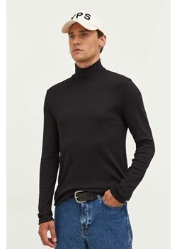 Samsoe Samsoe longsleeve bawełniany kolor czarny gładki ze sklepu PRM w kategorii T-shirty męskie - zdjęcie 166193018