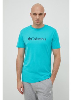 Columbia t-shirt męski kolor turkusowy z nadrukiem 1680053.SS23-112 ze sklepu PRM w kategorii T-shirty męskie - zdjęcie 166193065