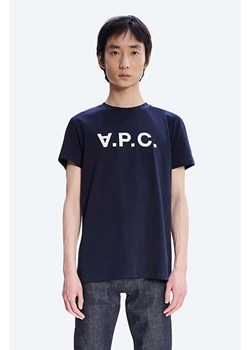 A.P.C. t-shirt bawełniany Vpc Kolor kolor granatowy z nadrukiem COBQX.H26943-DARKNAVY ze sklepu PRM w kategorii T-shirty męskie - zdjęcie 166193746