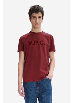 A.P.C. t-shirt bawełniany Vpc Kolor kolor bordowy z nadrukiem COBQX.H26943-DARKNAVY ze sklepu PRM w kategorii T-shirty męskie - zdjęcie 166193747