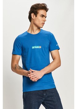 Columbia t-shirt bawełniany Rapid Ridge Back Graphic kolor niebieski z nadrukiem ze sklepu PRM w kategorii T-shirty męskie - zdjęcie 166193797