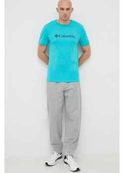 Columbia t-shirt męski kolor turkusowy z nadrukiem 1680053.SS23-112 ze sklepu PRM w kategorii T-shirty męskie - zdjęcie 166193906