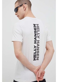Helly Hansen t-shirt bawełniany kolor beżowy wzorzysty 53936-697 ze sklepu PRM w kategorii T-shirty męskie - zdjęcie 166194258