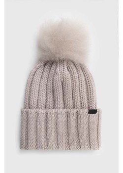 Woolrich czapka wełniana kolor beżowy wełniana ze sklepu PRM w kategorii Czapki zimowe damskie - zdjęcie 166194277