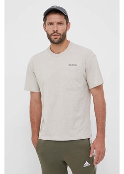 Columbia t-shirt bawełniany kolor beżowy gładki 2037491-278 ze sklepu PRM w kategorii T-shirty męskie - zdjęcie 166194306
