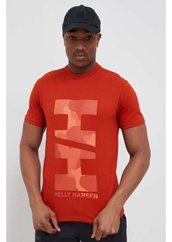 Helly Hansen t-shirt bawełniany kolor pomarańczowy z nadrukiem ze sklepu PRM w kategorii T-shirty męskie - zdjęcie 166194308