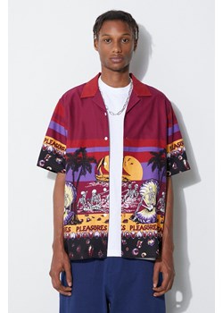 PLEASURES koszula bawełniana męska kolor bordowy regular ze sklepu PRM w kategorii Koszule męskie - zdjęcie 166194326