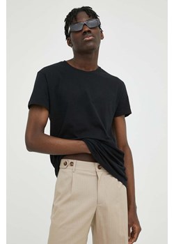 Samsoe Samsoe t-shirt bawełniany KRONOS kolor czarny gładki M00012003 ze sklepu PRM w kategorii T-shirty męskie - zdjęcie 166194418