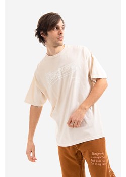 PLEASURES t-shirt bawełniany Dub Pigment męski kolor beżowy z nadrukiem P21W040-BLACK P21W040-NATURAL ze sklepu PRM w kategorii T-shirty męskie - zdjęcie 166194465