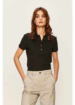Lacoste T-shirt PF5462 damski kolor czarny z kołnierzykiem PF5462-001 ze sklepu PRM w kategorii Bluzki damskie - zdjęcie 166194969