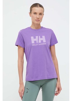 Helly Hansen t-shirt bawełniany kolor fioletowy 34112-001 ze sklepu PRM w kategorii Bluzki damskie - zdjęcie 166195097